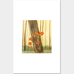 Orange Flowers Painting Posters and Art